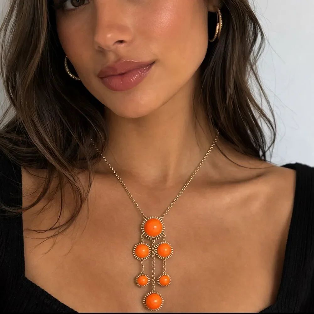 2/$20 Orange and gold bauble necklace